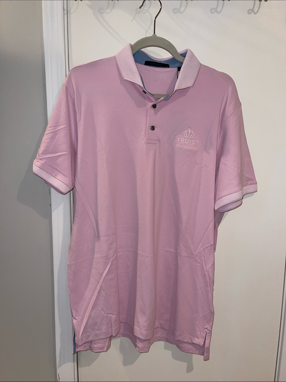 Men's New with tags Greyson Pink Polo Truist Championship Logo